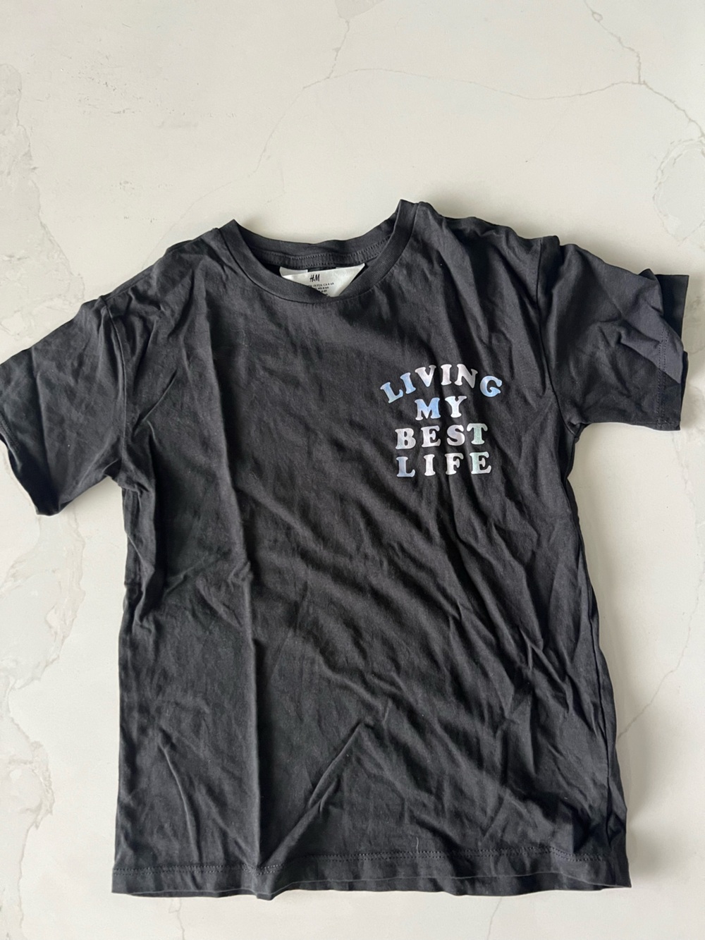 H&M Black Graphic Tee - "Living My Best Life"